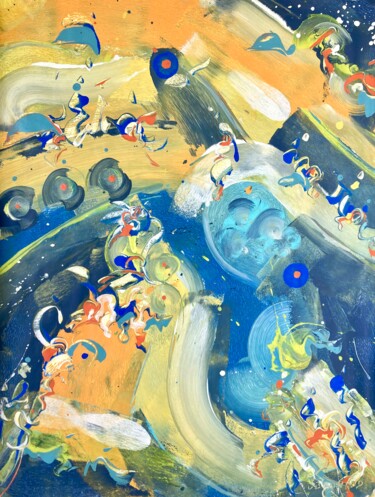 GENESIS IO6 Malerei mit dem Titel "GENESIS IO6" von Delphine Bernard, Original-Kunstwerk, Acryl Auf Karton montiert
