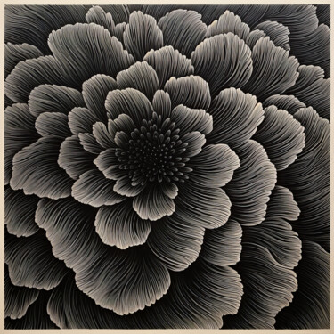 제목이 "Black and White Flo…"인 디지털 아트 Bilge Paksoylu로, 원작, AI 생성 이미지