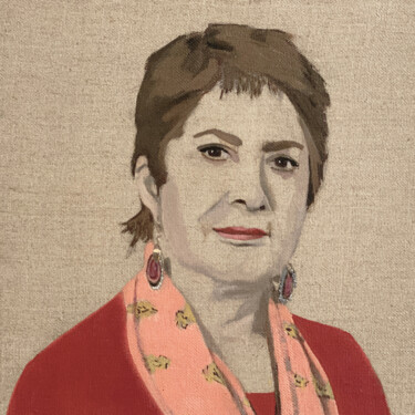 Painting titled "Portrait de Amy" by Clara Ramirez Katz, Original Artwork, Oil Mounted on Wood Stretcher frame