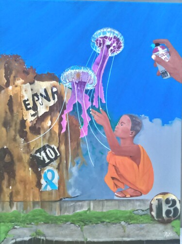 Peinture intitulée "Légèreté éphémère" par Mate13, Œuvre d'art originale, Acrylique Monté sur Châssis en bois