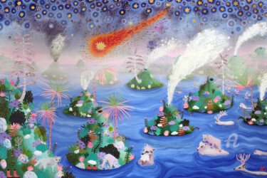 Painting titled "Esodo" by Sofia Battisti, Original Artwork, Oil Mounted on Wood Stretcher frame