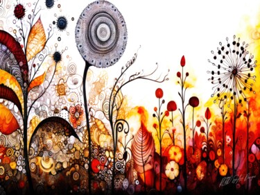 Autumn Botanicals - Florals And Petals Arts numériques intitulée "Autumn Botanicals -…" par Sykart Designs, Œuvre d'art originale, Image générée par l'IA
