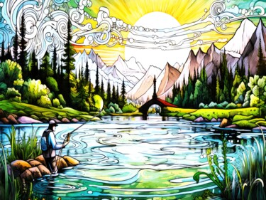 数字艺术 标题为“Oasis Fishing - Fis…” 由Sykart Designs, 原创艺术品, AI生成的图像