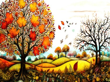 Autumn Splendor - Autumn Leaves Near Me Digital Arts με τίτλο "Autumn Splendor - A…" από Sykart Designs, Αυθεντικά έργα τέχνης, Εικόνα που δημιουργήθηκε με AI
