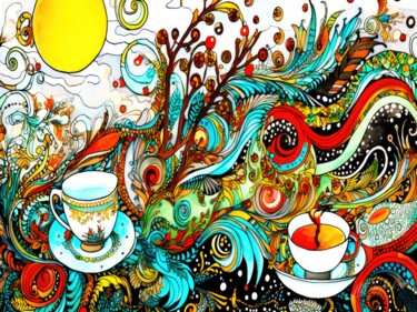 Coffee Connections - Coffeezilla Arts numériques intitulée "Coffee Connections…" par Sykart Designs, Œuvre d'art originale, Image générée par l'IA