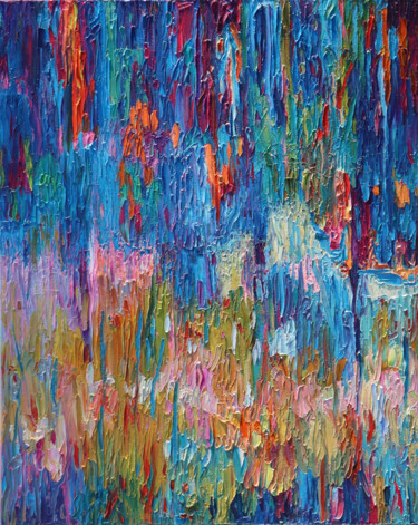 Wall II - abstract impasto art palette knife oil painting 66 제목이 "Wall II - abstract…"인 미술작품 Magdalena Walulik로, 원작, 기름 나무 들것 프레임에 장착됨