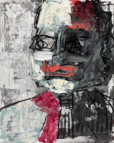 Painting titled "Papa Sitting For A…" by Susanne Caecilie Walther, Original Artwork, Acrylic Mounted on Wood Stretcher frame
