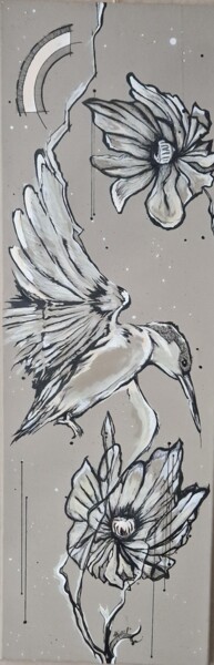 Painting titled "MARTIN PECHEUR GRAP…" by Aurel, Original Artwork, Acrylic Mounted on Wood Stretcher frame
