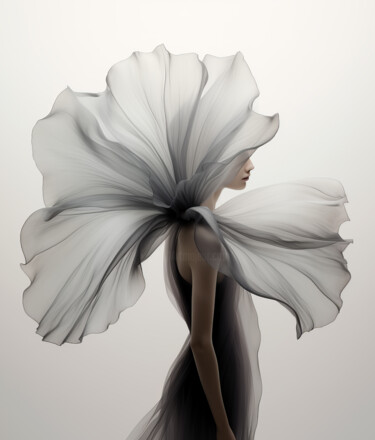 제목이 "Black and White Flo…"인 디지털 아트 Bilge Paksoylu로, 원작, AI 생성 이미지