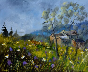 Peinture intitulée "In my countryside" par Pol Ledent, Œuvre d'art originale, Huile Monté sur Châssis en bois