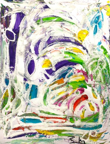 Painting titled "Mouvement circulair…" by Regine Blot, Original Artwork, Acrylic Mounted on Wood Panel