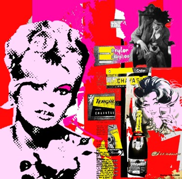 Peinture intitulée "Pop champagne" par Karine Collomb, Œuvre d'art originale, Peinture numérique Monté sur Châssis en bois
