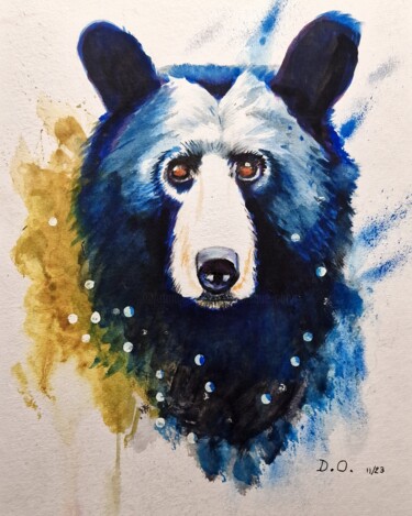 Dessin intitulée "Mon nounourse a le…" par Dominique Obry, Œuvre d'art originale, Aquarelle