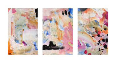 Malerei mit dem Titel "Partir - Triptyque" von Chantal Proulx, Original-Kunstwerk, Acryl