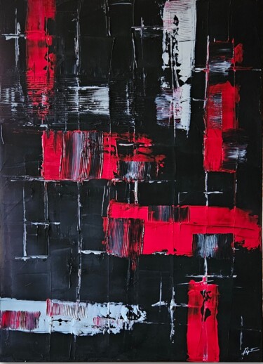 Noir Painting titled "Noir" by Franck Rozet, Original Artwork, Acrylic Mounted on Wood Stretcher frame