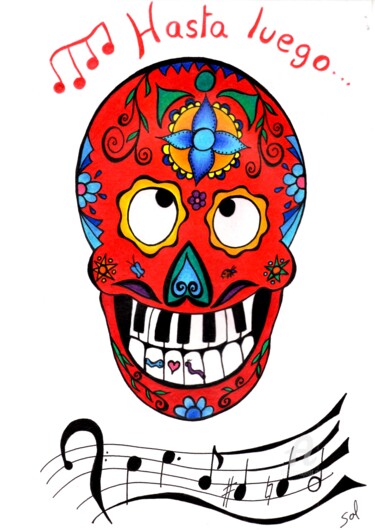 图画 标题为“Calaveras-Hasta lue…” 由Solveig Marty "Sol", 原创艺术品, 铅笔