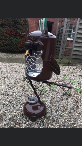 Sculpture intitulée "owl" par Rafal Lesiak (MetaLove), Œuvre d'art originale, Métaux