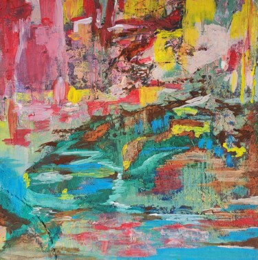 Painting titled "Hued world" by Atignas Art, Original Artwork, Acrylic Mounted on Wood Stretcher frame