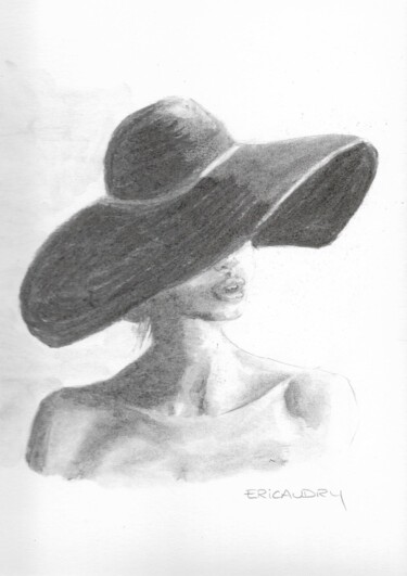 Dessin intitulée "Capeline et sensual…" par Eric Audry, Œuvre d'art originale, Fusain