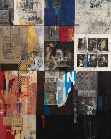 Collages intitulée "Pieces of Life" par Claude Lieber, Œuvre d'art originale, Collages Monté sur Châssis en bois