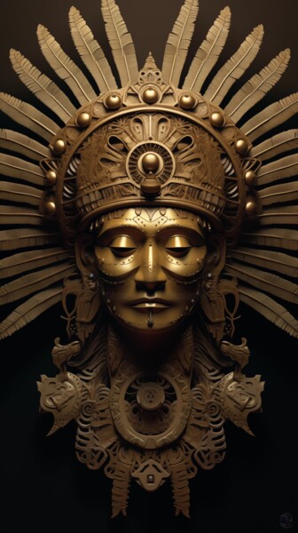 数字艺术 标题为“Sacred Indian Mask” 由China Alicia Rivera, 原创艺术品, 数字油画