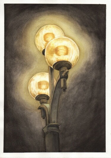 Painting titled "Echoes of Hope" by Liliia Yeremenko, Original Artwork, Watercolor