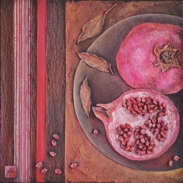 Painting titled "The Juicy November" by Anna Shuvaeva, Original Artwork, Acrylic Mounted on Wood Stretcher frame