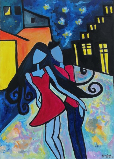 Peinture intitulée "L'Amant secret" par Jenyfair, Œuvre d'art originale, Acrylique Monté sur Châssis en bois