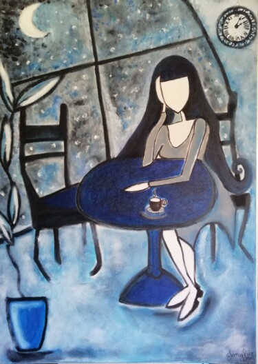 Peinture intitulée "Insomnie" par Jenyfair, Œuvre d'art originale, Acrylique Monté sur Châssis en bois