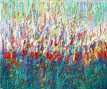 Abstrakcja 124 Łąka I impasto kolor faktura 绘画 标题为“Abstrakcja 124 Łąka…” 由Magdalena Walulik, 原创艺术品, 油 安装在木质担架架上