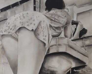 Female painting, Sexy nude woman Malerei mit dem Titel "Female painting, Se…" von Pasha Laponog, Original-Kunstwerk, Aquarell