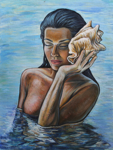 Sound of ocean Painting titled "Sound of ocean" by Ellada Ismayil, Original Artwork, Oil