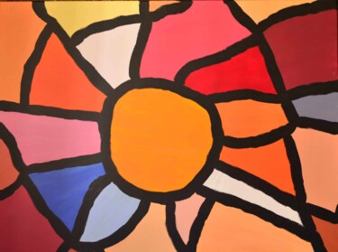 Painting titled "Sol" by Agnes Saint, Original Artwork, Acrylic Mounted on Wood Stretcher frame