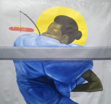 Painting titled "Étouffement" by David Mwayila, Original Artwork, Oil