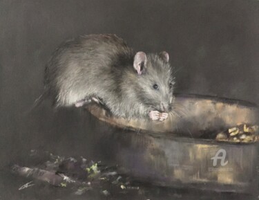 「Late dinner」というタイトルの描画 Irene_artによって, オリジナルのアートワーク, パステル