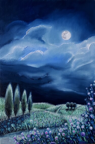 Peinture intitulée "Étoiles de Terre" par Frédéric Letrun, Œuvre d'art originale, Huile Monté sur Panneau de bois