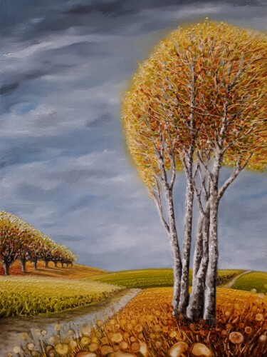 Peinture intitulée ""Juste 5,8 km à vol…" par Frédéric Letrun, Œuvre d'art originale, Huile Monté sur Panneau de bois