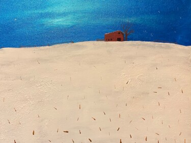 Ζωγραφική με τίτλο "Winter Night in Iowa" από Peter Malmberg, Αυθεντικά έργα τέχνης, Ακρυλικό Τοποθετήθηκε στο Ξύλινο φορείο…