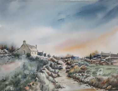 Peinture intitulée "UN CHEMIN" par Alain Devienne, Œuvre d'art originale, Aquarelle