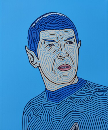 Schilderij getiteld "Spock 2023" door Marco Ugoni, Origineel Kunstwerk, Acryl Gemonteerd op Frame voor houten brancard