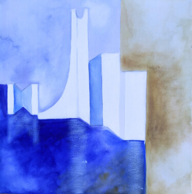 Painting titled "Fragment de Cité 2" by Eva Khatchadourian, Original Artwork, Acrylic Mounted on Wood Stretcher frame