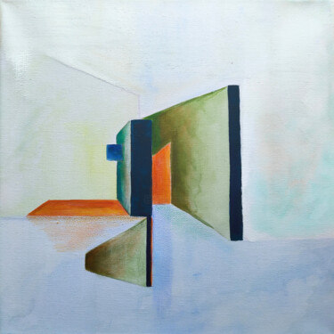 Painting titled "Fragment de Cité 1" by Eva Khatchadourian, Original Artwork, Acrylic Mounted on Wood Stretcher frame