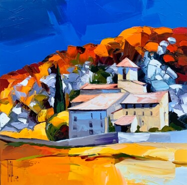 Painting titled "Hameau Provençal" by Pierrick Tual, Original Artwork, Oil