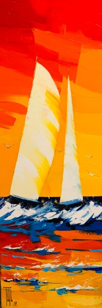 Painting titled "La dernière vague" by Pierrick Tual, Original Artwork, Oil