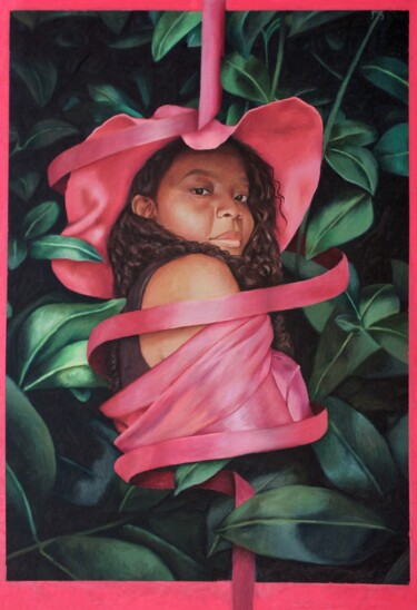 Painting titled "CRIMSON SERENITY" by Chidiebere Umeasiegbu, Original Artwork, Oil