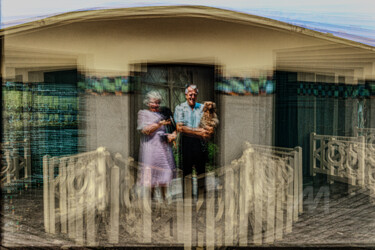 Photography titled "couple aux chiens" by Fabien Vanelslande, Original Artwork, Manipulated Photography