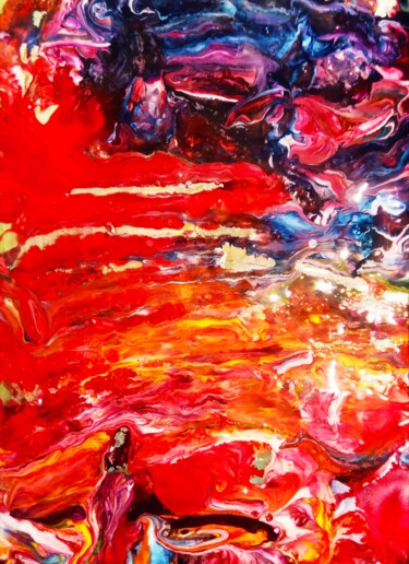 Pintura titulada "Red sea. Full moon" por Selena Sashina, Obra de arte original, Acrílico Montado en Bastidor de camilla de…