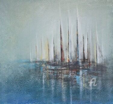 "Ships in the Fog" – Textured Acrylic Seascape