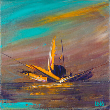 Peinture intitulée "Reflets marins" par Helena Monniello, Œuvre d'art originale, Acrylique Monté sur Châssis en bois