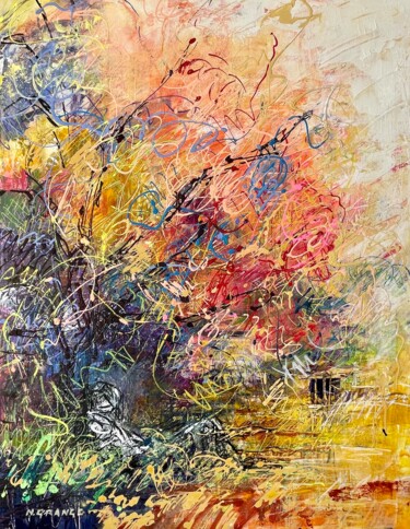 绘画 标题为“la sieste 1” 由Nathalie Grange, 原创艺术品, 丙烯 安装在木质担架架上